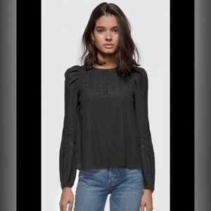 GREYLIN Miriam Pouf Sleeve Inset Trim Blouse size Small